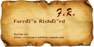Forrás Richárd névjegykártya
